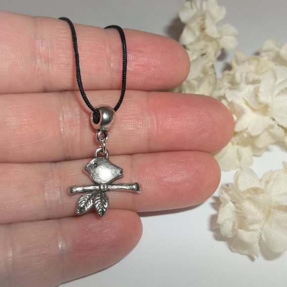 Silver Bird Necklace Simple Little Birdy Boho Minimalist Adjustable Length C118 - Picture 7 of 10